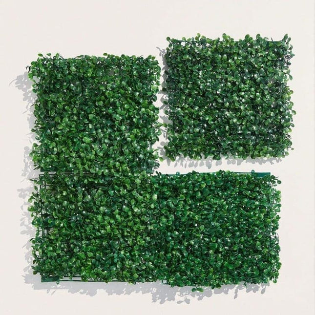 10 Pack Artificial Grass Panels 25x25 cm for Garden Party Wall Decor, Compatible with Outdoor - Petal & Stem