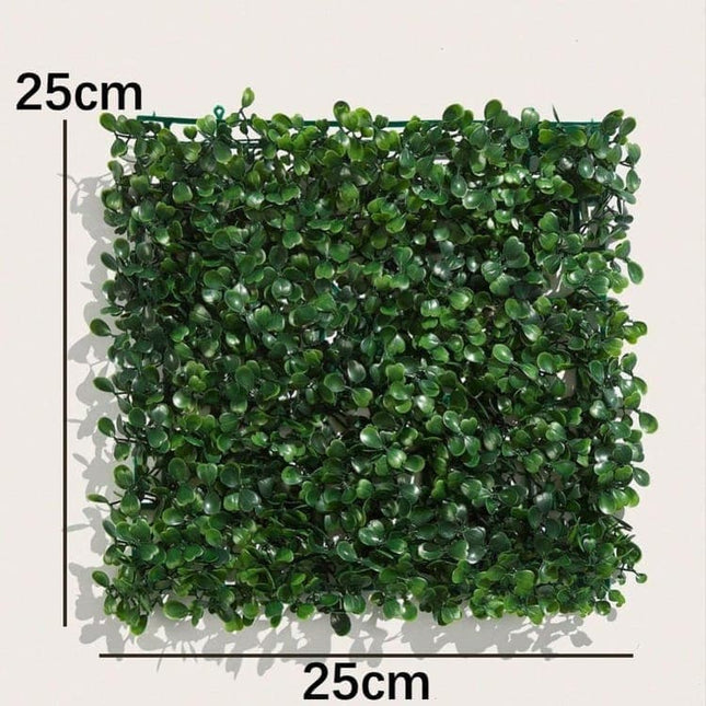 10 Pack Artificial Grass Panels 25x25 cm for Garden Party Wall Decor, Compatible with Outdoor - Petal & Stem
