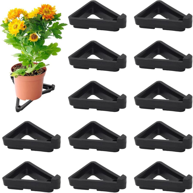 12 pieces Flowerpot feet Pot feet Plant supports Planter coasters Flowerpot lifters Triangular Planter Feet Flowerpot risers7*5.5*2 cm black - Petal & Stem