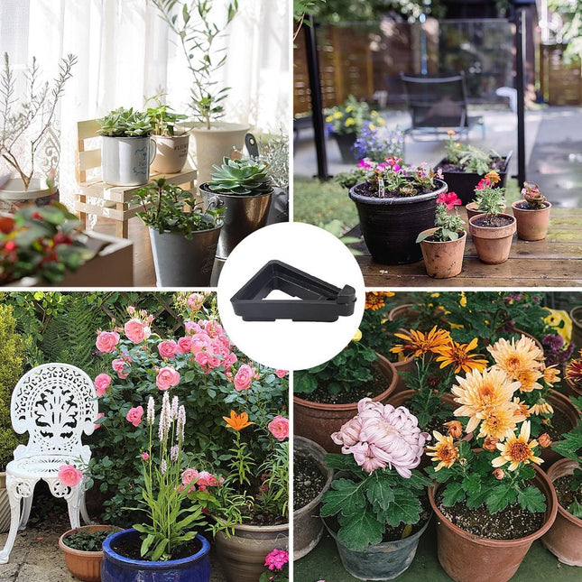 12 pieces Flowerpot feet Pot feet Plant supports Planter coasters Flowerpot lifters Triangular Planter Feet Flowerpot risers7*5.5*2 cm black - Petal & Stem