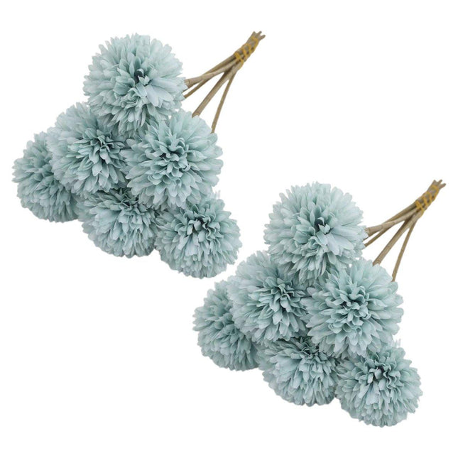 12pcs Artificial Dandelion Fake Flower Simulation Arrangement Desktop Decoration Blue - Petal & Stem