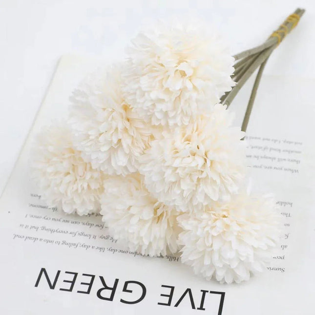 12pcs Artificial Dandelion Fake Flower Simulation Arrangement Desktop Decoration Pink - Petal & Stem