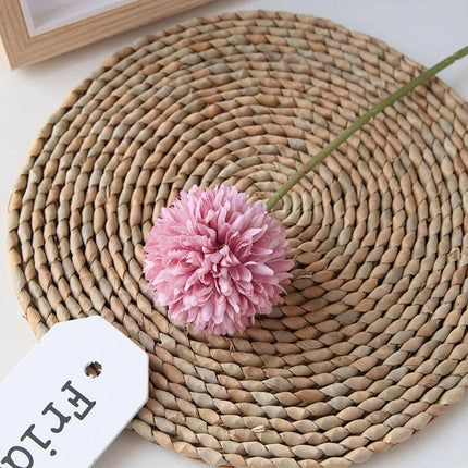 12pcs Artificial Dandelion Fake Flower Simulation Arrangement Desktop Decoration Pink - Petal & Stem