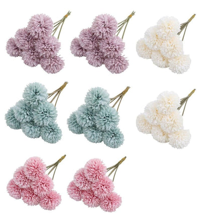 12pcs Artificial Dandelion Fake Flower Simulation Arrangement Desktop Decoration Pink - Petal & Stem