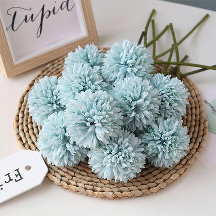 12pcs Artificial Dandelion Fake Flower Simulation Arrangement Desktop Decoration Pink - Petal & Stem