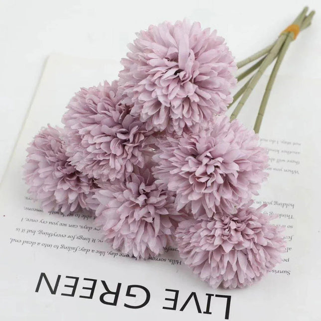 12pcs Artificial Dandelion Fake Flower Simulation Arrangement Desktop Decoration White - Petal & Stem