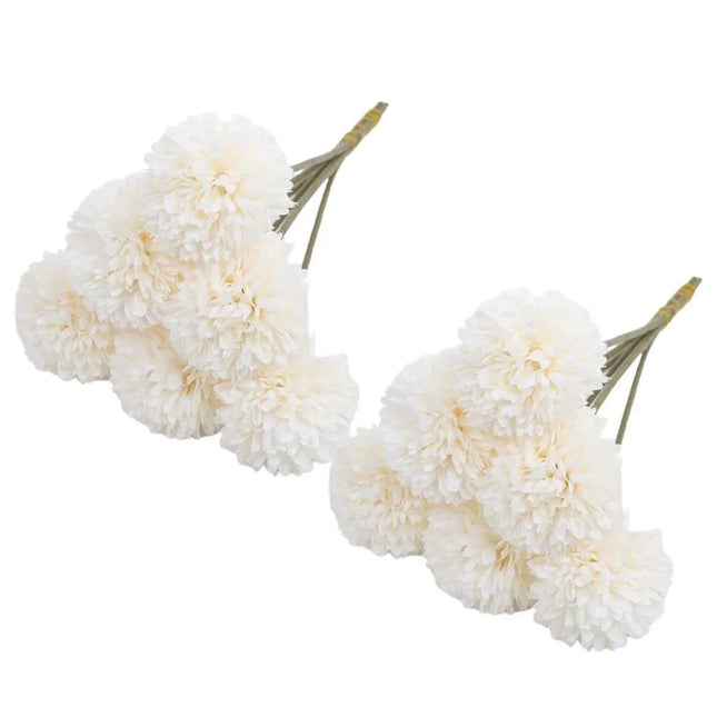 12pcs Artificial Dandelion Fake Flower Simulation Arrangement Desktop Decoration White - Petal & Stem