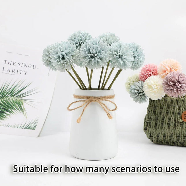 12pcs Artificial Dandelion Fake Flower Simulation Arrangement Desktop Decoration White - Petal & Stem