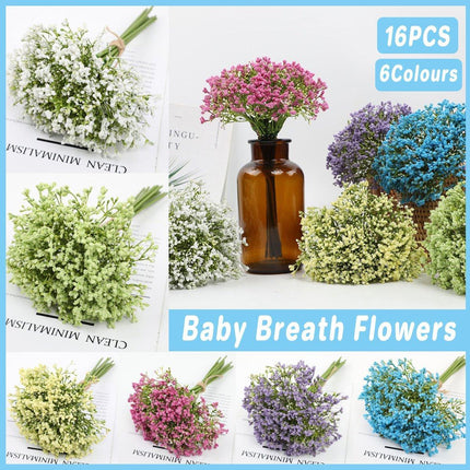 16pcs Artificial Foam Full Star Flowers Wedding Bouquet Home Decor Simulation White - Petal & Stem