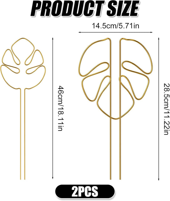 2 Pack Gold Plant Supports Indoor Outdoor Plant Stakes Clips Plant Stand for Plant Support - Petal & Stem