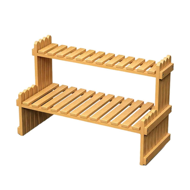 2 Tier Bamboo Plant Stand Flower Pot Rack Indoor Outdoor Patio Garden Shelf - Petal & Stem
