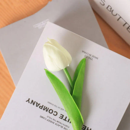 20PCS Real Touch Artificial Tulip Bouquet Fake Flowers for Home Wedding Decor Yellow - Petal & Stem