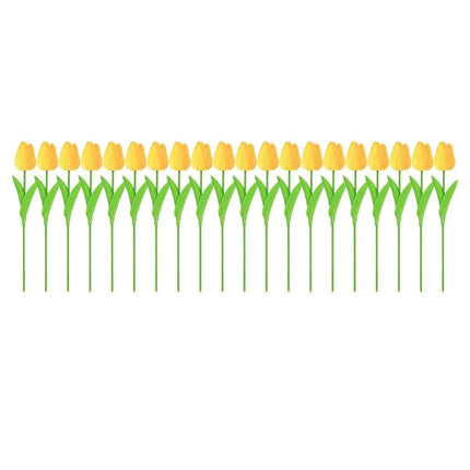 20PCS Real Touch Artificial Tulip Bouquet Fake Flowers for Home Wedding Decor Yellow - Petal & Stem
