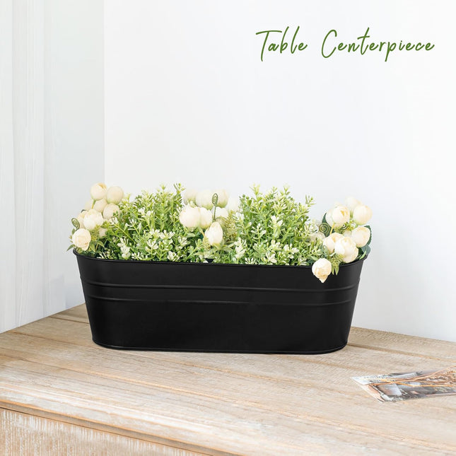 3 Pcs Metal Hanging Flower Pots for Railing Fence Outdoor Planter 15.7 Inch Hanging Bucket Pots Black - Petal & Stem