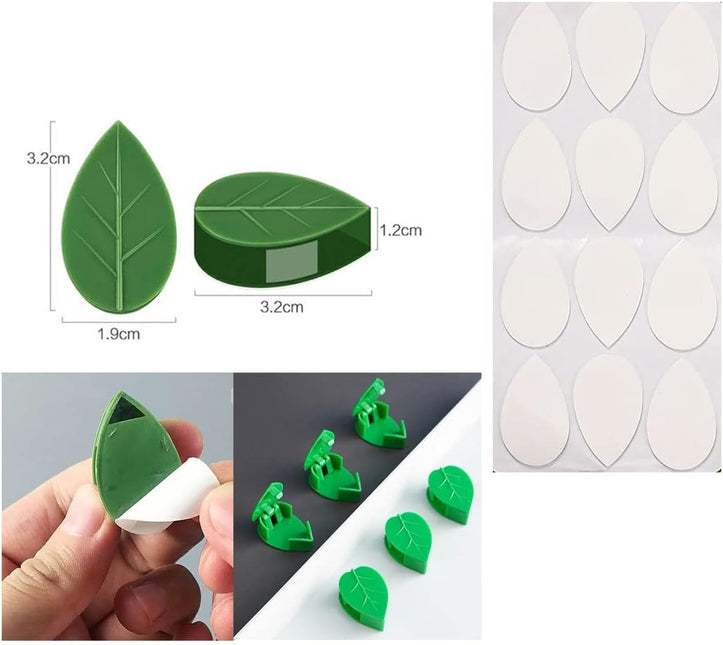 30 Pack Self Adhesive Plant Clips Invisible Wall Hooks for Climbing Plants Trellis Support Vines Ivy Indoor Outdoor Use - Petal & Stem