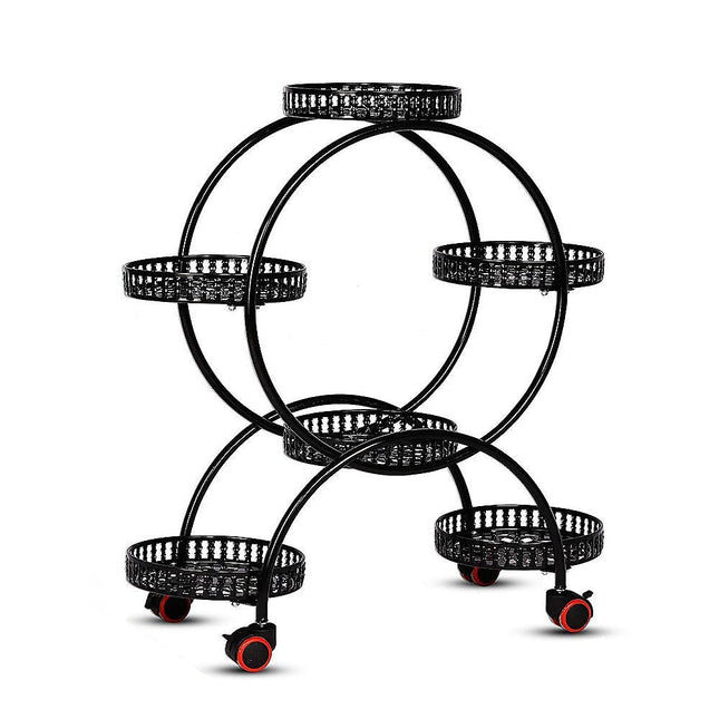 4 Layer 6 Pots Flower Holder Plant Stand Shelf 4 Wheel Free Moving Rack - Petal & Stem