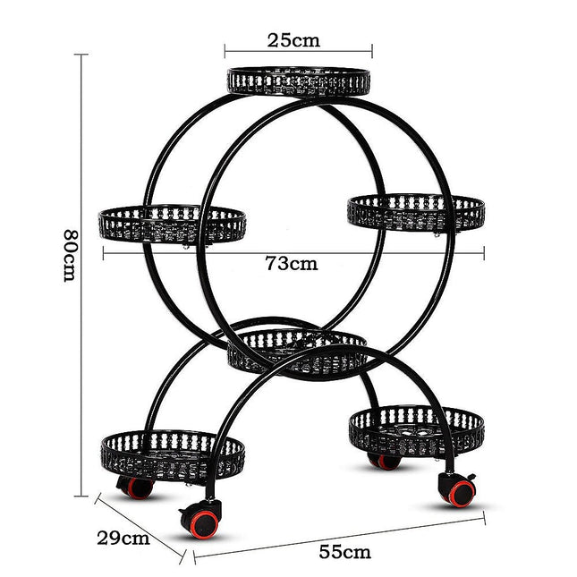 4 Layer 6 Pots Flower Holder Plant Stand Shelf 4 Wheel Free Moving Rack - Petal & Stem