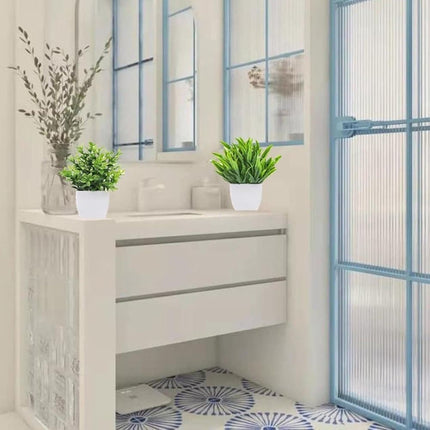 4 Pack Artificial Plants with Pot for Living Room and Office Decoration, 17x12 cm - Petal & Stem