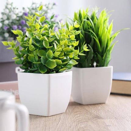 4 Pack Artificial Plants with Pot for Living Room and Office Decoration, 17x12 cm - Petal & Stem