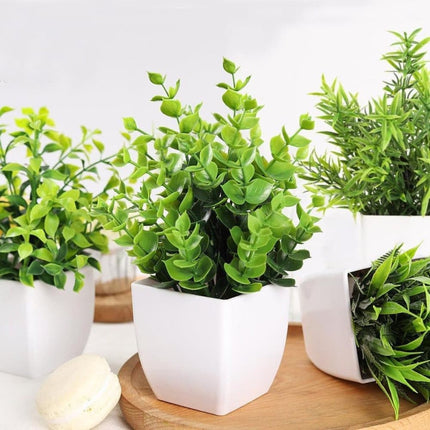 4 Pack Artificial Plants with Pot for Living Room and Office Decoration, 17x12 cm - Petal & Stem