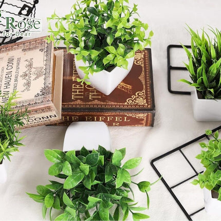 4 Pack Artificial Plants with Pot for Living Room and Office Decoration, 17x12 cm - Petal & Stem