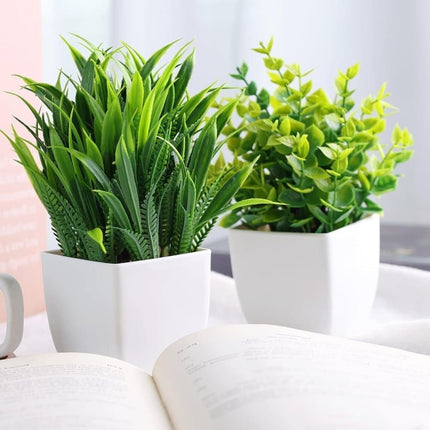 4 Pack Artificial Plants with Pot for Living Room and Office Decoration, 17x12 cm - Petal & Stem