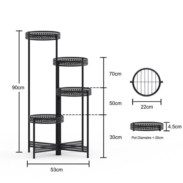 4 Tier Foldable Corner Tall Plant Stand Metal Flower Display Rack Indoor Outdoor - Petal & Stem
