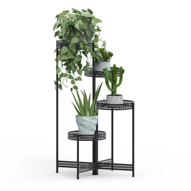 4 Tier Foldable Corner Tall Plant Stand Metal Flower Display Rack Indoor Outdoor - Petal & Stem