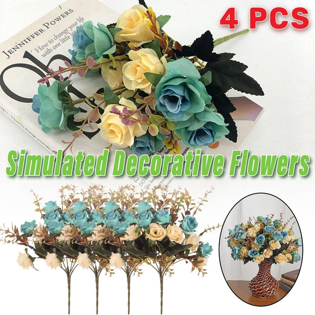 4pcs Artificial Flowers Home Decoration Floral Arrangement for Living Room Decor - Petal & Stem