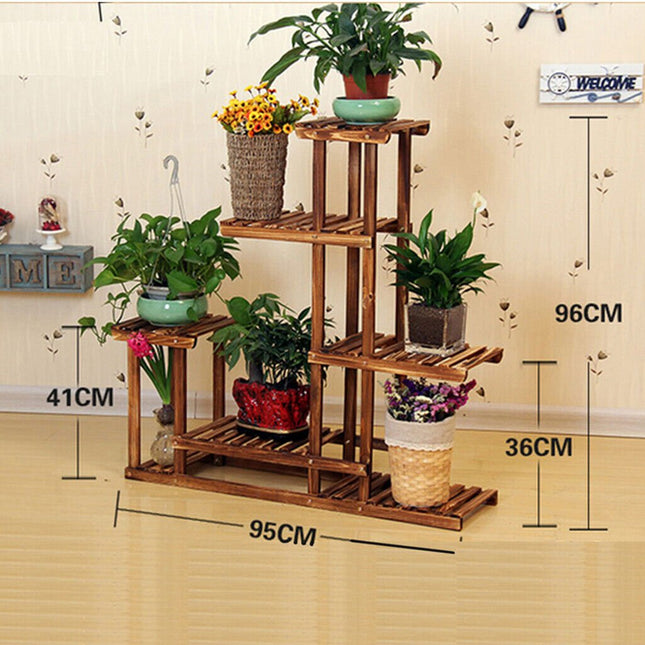 5 Tier Wooden Plant Stand Flower Display Shelf Indoor Outdoor Garden - Petal & Stem