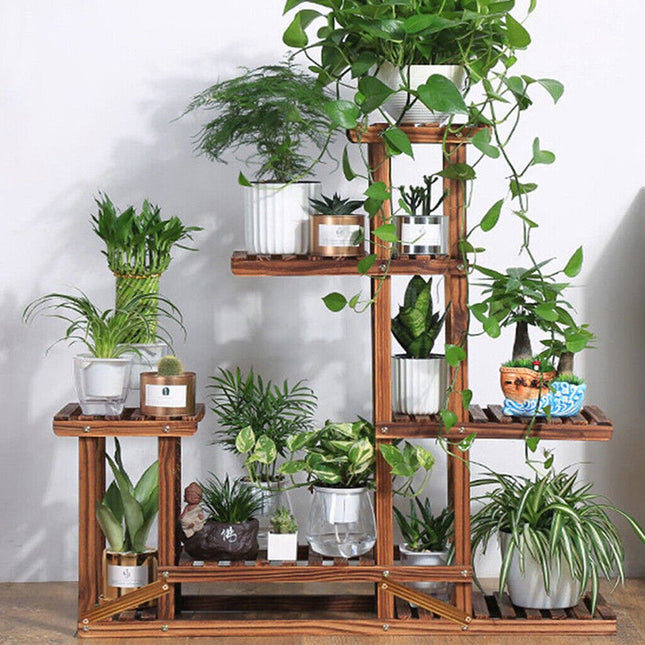 5 Tier Wooden Plant Stand Flower Display Shelf Indoor Outdoor Garden - Petal & Stem