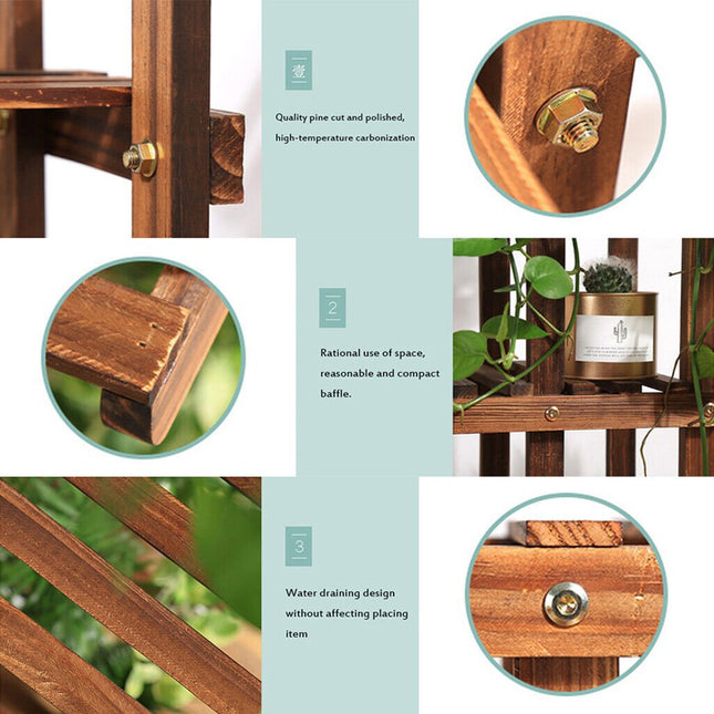 5 Tier Wooden Plant Stand Flower Display Shelf Indoor Outdoor Garden - Petal & Stem