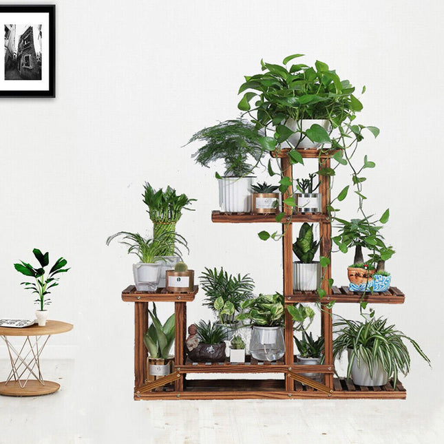 5 Tier Wooden Plant Stand Flower Display Shelf Indoor Outdoor Garden - Petal & Stem