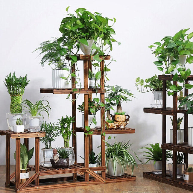 5 Tier Wooden Plant Stand Flower Display Shelf Indoor Outdoor Garden - Petal & Stem