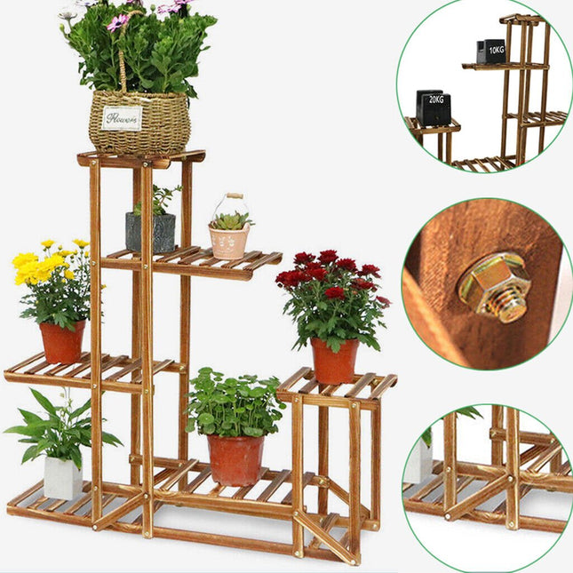 5 Tier Wooden Plant Stand Flower Display Shelf Indoor Outdoor Garden - Petal & Stem