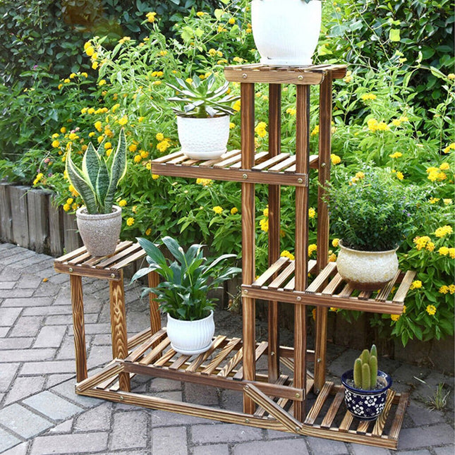 5 Tier Wooden Plant Stand Flower Display Shelf Indoor Outdoor Garden - Petal & Stem