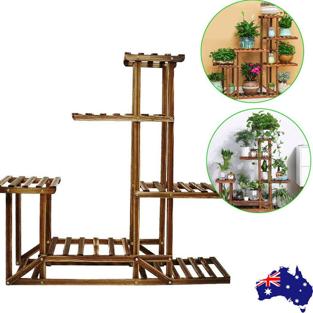 5 Tier Wooden Plant Stand Flower Display Shelf Indoor Outdoor Garden - Petal & Stem