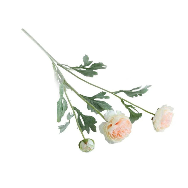 5pcs Artificial Peony Silk Flowers Bouquet Decor Faux Floral Arrangements Champagne - Petal & Stem