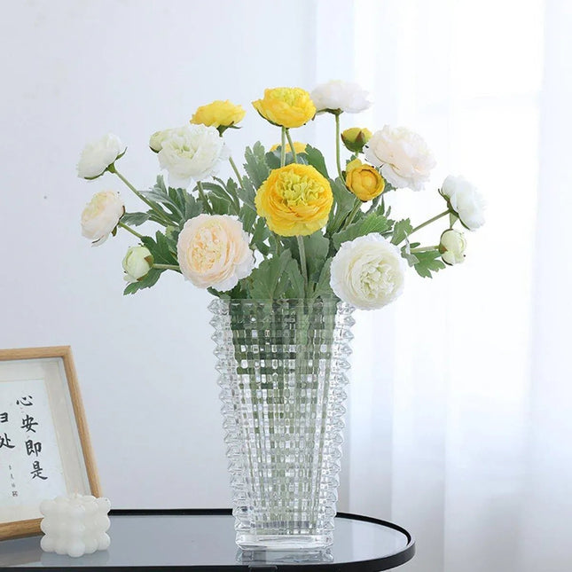 5pcs Artificial Peony Silk Flowers Bouquet Decor Faux Floral Arrangements Champagne - Petal & Stem