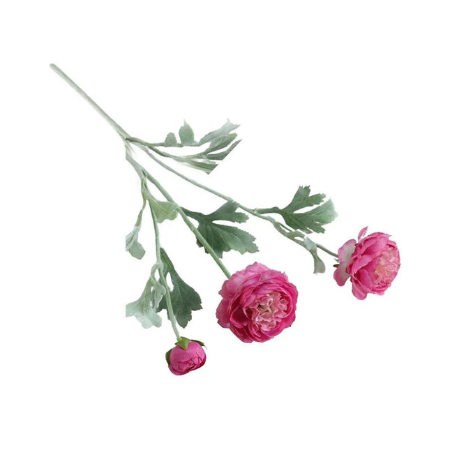 5pcs Artificial Peony Silk Flowers Bouquet Decor Faux Floral Arrangements Purple Red - Petal & Stem
