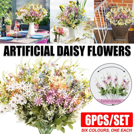6x Artificial Small Soft Chrysanthemum Home Office Daisy Flower Party Decor DIY - Petal & Stem
