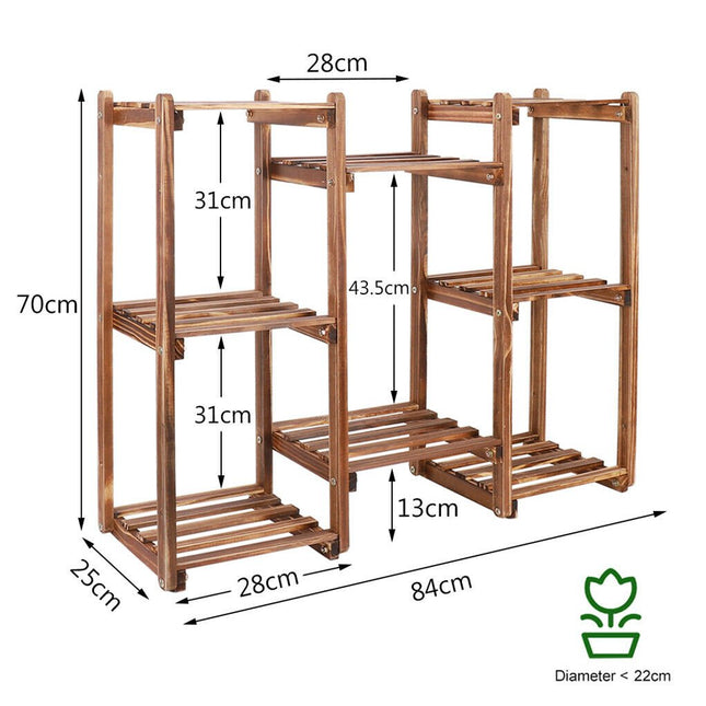 8 Tier Wooden Plant Stand Outdoor Indoor Garden Shelf - Petal & Stem