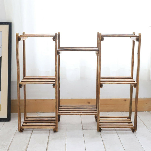 8 Tier Wooden Plant Stand Outdoor Indoor Garden Shelf - Petal & Stem