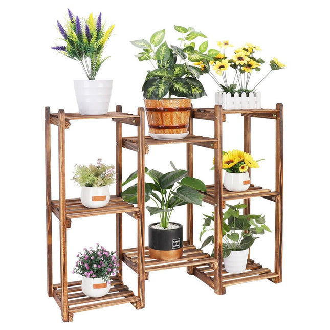 8 Tier Wooden Plant Stand Outdoor Indoor Garden Shelf - Petal & Stem