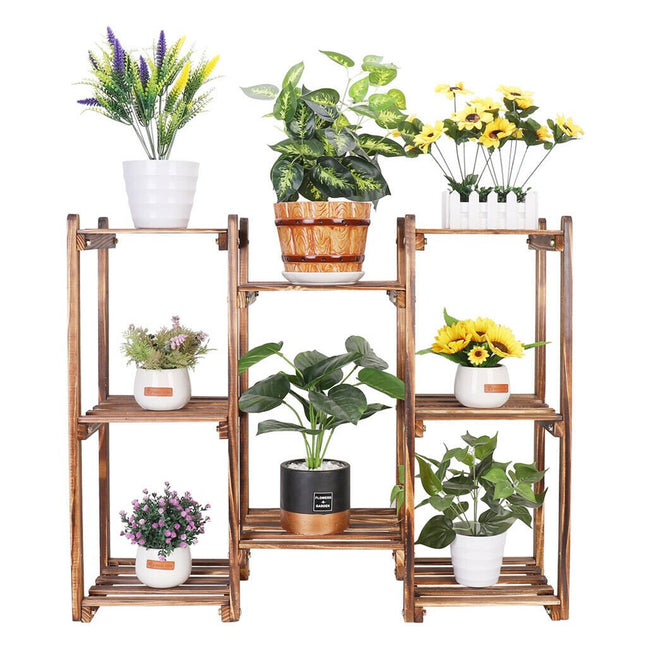8 Tier Wooden Plant Stand Outdoor Indoor Garden Shelf - Petal & Stem