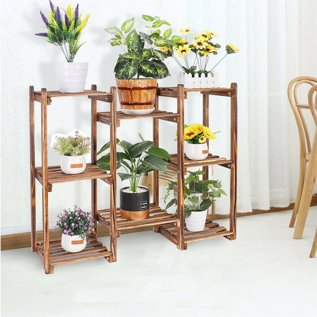 8 Tier Wooden Plant Stand Outdoor Indoor Garden Shelf - Petal & Stem