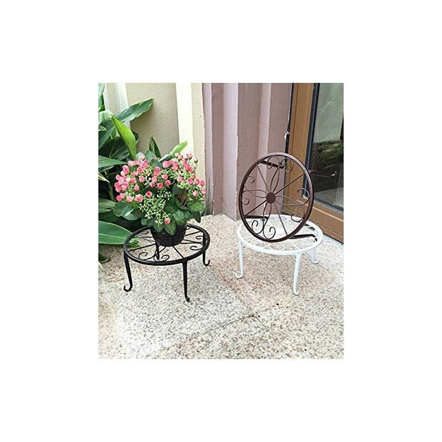 9" Rust Resistant Wrought Iron Metal Plant Pot Stand Black - Petal & Stem