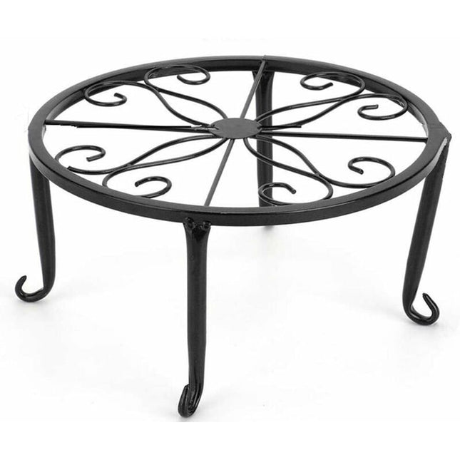 9" Rust Resistant Wrought Iron Metal Plant Pot Stand Black - Petal & Stem
