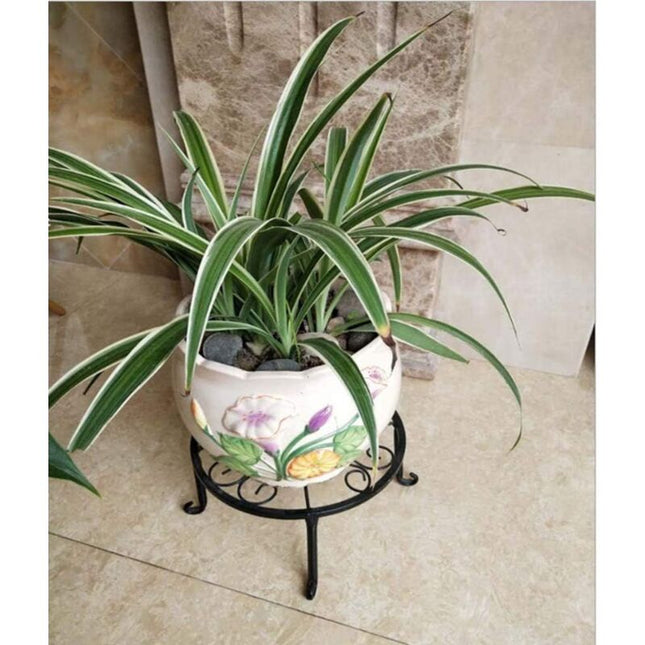 9" Rust Resistant Wrought Iron Metal Plant Pot Stand Black - Petal & Stem