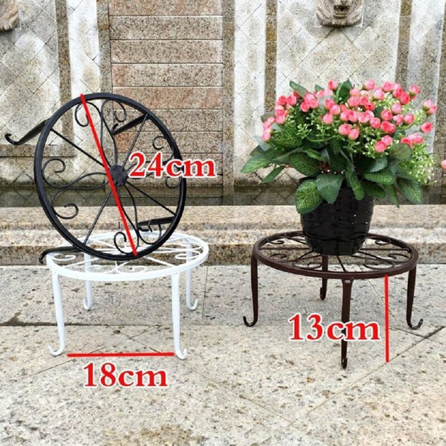 9" Rust Resistant Wrought Iron Metal Plant Pot Stand Black - Petal & Stem